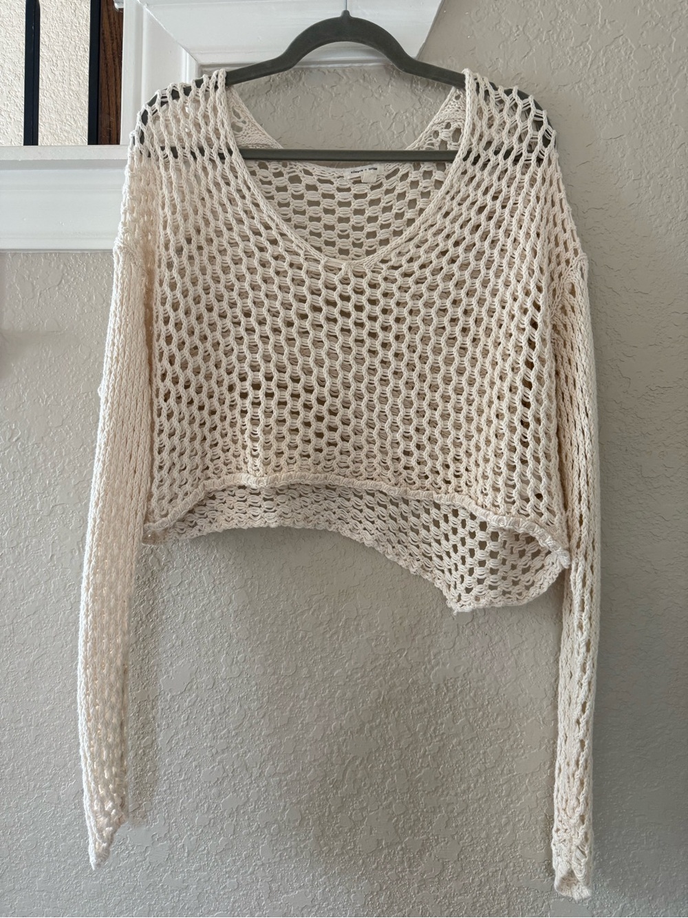 silence + noise Cream Crochet Open-Knit Sweater - Picture 1 of 4